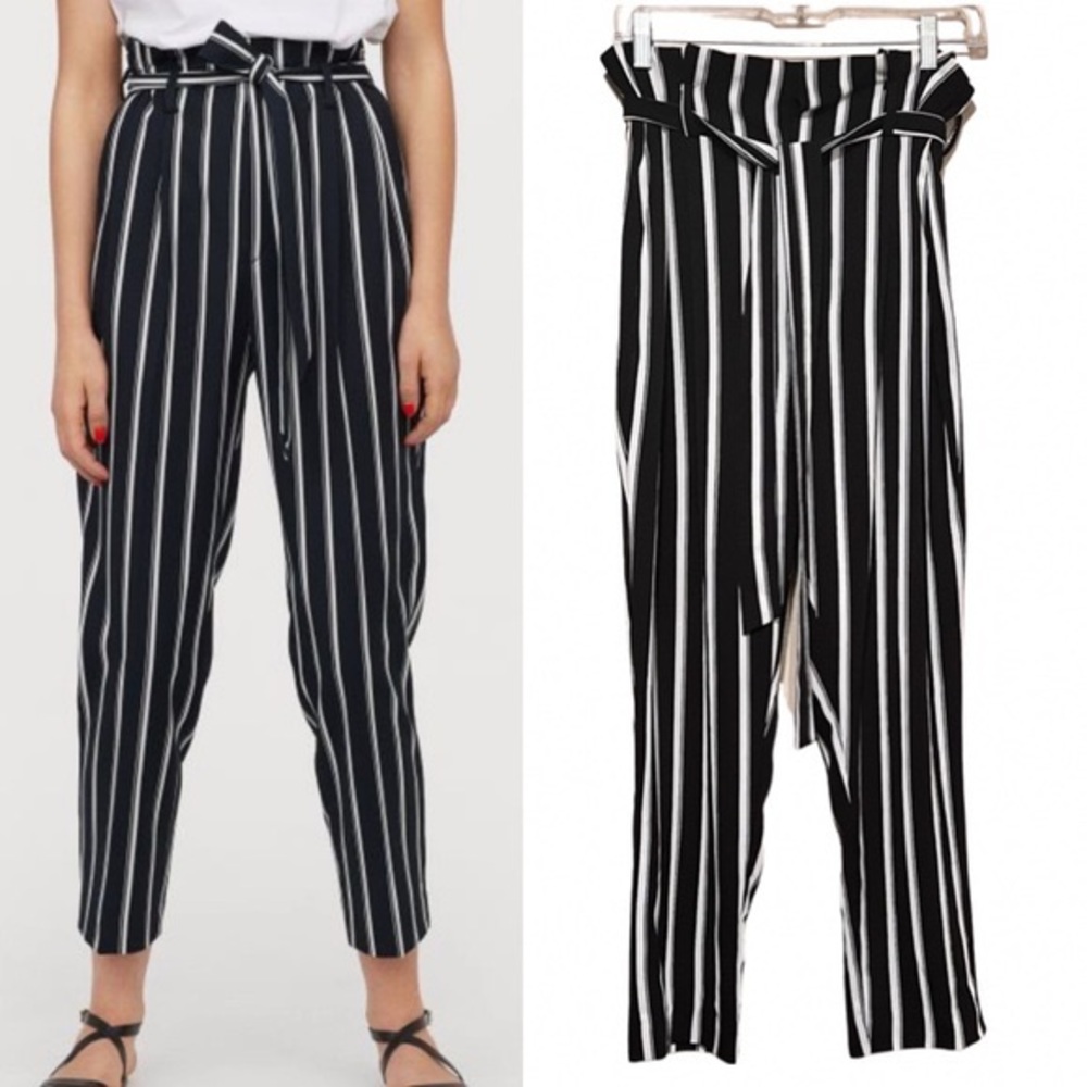 H&M Women’s Navy Paper Bag Trousers